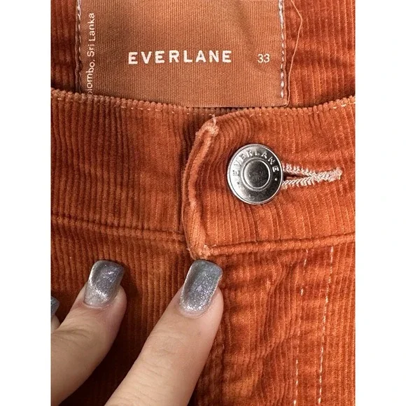 Everlane Baby Cord Cheeky Pants Regular Rust Straight Leg Corduroy Sz 33 Jeans - Picture 4 of 6